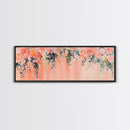 Floral Wildflower Painting Framed Canvas Print, Watercolor Botanical Prints in Peach and Green, Vertical Rustic Farmhouse Wall Art
