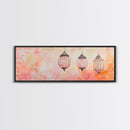 Moroccan Lanterns Canvas Print Pink Orange Wall Art Boho Decor Rustic Living Room Artwork Horizontal Farmhouse Style Gift Idea