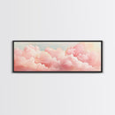 Dreamy Pink Clouds Canvas Print, Light Pink Wall Art, Minimalist Sky Art, Bedroom Decor, Soft Pastel Landscape Art, Horizontal Wall Art