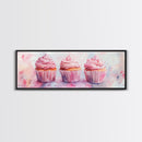 Elegant Cupcakes Canvas Print Horizontal Wall Art Wabi Sabi Art Pink Wall Kitchen Decor Minimalist Bakery Prints
