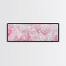 Delicate Snowflake Art Framed Canvas Print Light Pink Wall Art Minimalist Winter Décor Bedroom Living Room Artwork Horizontal Gift