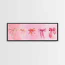 Ribbon Bow Canvas Print Light Pink Art Feminine Horizontal Wall Art Whimsical Artwork Living Room Wabi Sabi Decor Framed Print