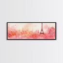 Eiffel Tower Blush Sky Canvas Print, Paris Landscape Art, Light Pink Wall Art, Romantic Artwork, Gift Idea For Her, Extra Wide Art