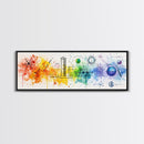 Vibrant Canvas Print of Colorful Science Art with Abstract Chemistry Diagrams, Therapy Art, Brain Art, Guest Room Art, Extra Wide Art