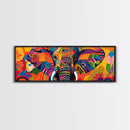 Vibrant Canvas Print of Colorful Abstract Elephant Wall Art, African Art, Whimsical Living Room Art, Boho Art, Horizontal Wall Art