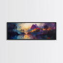Dreamy Canvas Print Fall Landscape Art Mountain Mist Moody Panoramic Rustic Above Couch Extra Wide Wall Art Bedroom Decor
