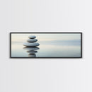 Zen Inspired Framed Canvas Print Minimalist Art Stacked Stones Calming Wabi Sabi Style Living Room Decor Neutral Wall Art