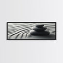 Coastal Harmony Framed Canvas Print Tranquil Pebbles Zen Reflection Nautical Decor Above Couch Living Room Wall Art