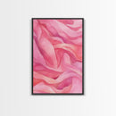 Flowing Abstract Pink Wave Art Framed Canvas Print | Feminine and Minimalist Bedroom or Living Room Aesthetic | Whimsical Art Decor