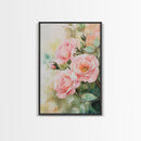 Soft and romantic watercolor roses, framed canvas print, rose painting, botanical prints, perfect floral wall art for bedroom or living room