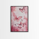 Pink Butterfly Botanical Prints Canvas Print Soft Whimsical Nature Inspired Bedroom or Living Room Art Light Pink Wall Decor