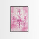 Pink Crystal Chandelier Canvas Print | Romantic Light Decor | Rustic Wall Art | Elegant Bedroom Art | Above Bed Wall Art | Farmhouse Decor