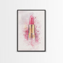 Radiant Pink Lipstick Canvas Print | Feminine Wall Art | Makeup Lover Decor | Modern Minimalist Art | Bathroom Accent | Gift Idea Her