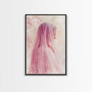 Feminine Veil Portrait Canvas Print Light Pink Wall Art Afrocentric Wall Art Moody Art Living Room Decor Romantic Room Aesthetic