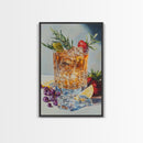 Whiskey Glass Canvas Print | Rustic Bar Kitchen Wall Art | Coastal Decor Martini Painting | Living Room Gift Idea for Him Art Print