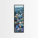Pebble Beach, mosaic wall art, coastal decor, nautical painting, blue and green wall art, extra wide art, Canvas Print, above sofa art