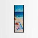 Seaside Picnic, Summer Vibes, Coastal Painting, Nautical Decor, Beach House Art, Food Review Kitchen Art, Framed Canvas Print