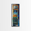Crayfish painting, nautical wall art, rustic art, kitchen decor, fisherman painting, blue and orange, framed canvas print, gift idea