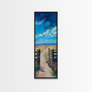 Open Gate, Rustic Art, Vintage Landscape, Country Path Painting, Moody Art, Extra Wide Art, Horizontal Wall Art, Canvas Print
