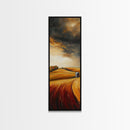 Autumn Fields, Stormy Sky, Golden Wheat, Canvas Print, barn landscape oil painting, farmhouse art, rustic wall art, fall decor