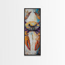 Colorful crab, coastal cowgirl wall art, crayfish painting, nautical wall art, framed canvas print, tall skinny art, rustic décor