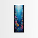 Deep Sea Coral, dolphin painting, ocean wall art, marine life art, framed canvas print, nautical decor, blue and green wall art