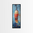 Nautical buoy, coastal wall art, nautical painting, rustic decor, fisherman painting, tall narrow art, framed canvas print