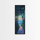 Sunset Pathway Art, Coastal Painting, Wabi Sabi Art, Above Bed Wall Art, Seascape Painting, Framed Canvas Print, Nautical Decor