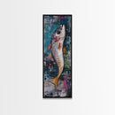 Fish Art, koi fish painting, fly fishing art, trout art, coastal decor, blue and green wall art, Canvas Print, living room art