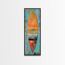 Surfboard Painting, Ocean Art, Canvas Print, Coastal Cowgirl Wall Art, Beach House Art, Tropical Art, Long Narrow Art