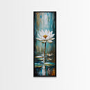 White Lotus, zen wall art, botanical prints, yoga art, teal wall art, sacred geometry wall art, framed canvas print, minimalist art
