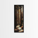 Redwood Forest, pine tree art, rustic decor, above sofa art, forest at dusk painting, wabi sabi art, tall skinny art, framed canvas print