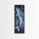 Cosmic dolphin, dolphin painting, ocean wall art, nautical painting, whimsical art, blue and green wall art, framed canvas print