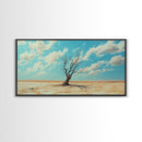 Desert Tree, Ozymandias Art, Joshua Tree Art, Southwest Wall Art, Blue and Green Wall Art, Gift Idea for Him, Framed Canvas Print, Rustic Art