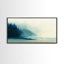 Misty Forest, smoky mountain art, pine tree art, moody art, wabi sabi wall art, green wall art, bedroom art, Framed Canvas Print