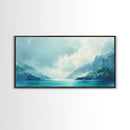 Serene Fjord, coastal landscape art, panoramic art, moody art, minimalist art, Canvas Print, above bed wall art, living room art