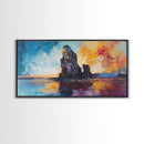 Dramatic Seascape, Framed Canvas Print, nautical painting, seascape painting, coastal decor, painting Morro Bay, extra wide art