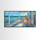 Lake House Art, Coastal Landscape Art, Nautical Decor, Rustic Wall Art, Framed Canvas Print, Living Room Art, Above Sofa Art