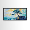 Windswept Pine Tree, Coastal Painting, Landscape Painting, Framed Canvas Print, Bedroom Art, Above Couch Art, Minimalist Art
