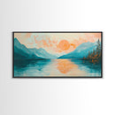 Sunset Lake, lake Tahoe art, framed canvas print, pink orange wall art, horizontal wall art, seascape painting, coastal decor