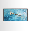 Wabi sabi art, minimalist art, framed canvas print, extra wide art, abstract painting, rustic wall art, textured blue wall decor