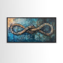 Nautical Rope, infinity knot, rustic maritime, coastal decor, textured blue, wabi sabi art, Canvas Print, nautical wall art