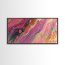 Pink Abstract, fluid art, cosmic energy, modern painting, blotter art, moody wall art, extra wide art, Framed Canvas Print, therapy art