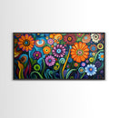 Whimsical Floral Art, Botanical Prints, Colorful Flowers, Framed Canvas Print, Wildflower Painting, Abstract Floral Artwork