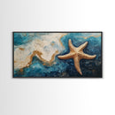 Starfish Painting, Coastal Wall Art, Ocean Art, Framed Canvas Print, Nautical Decor, Beach House Art, Blue and Green Wall Art