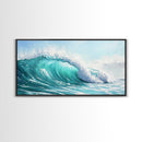 Ocean Wave, seascape painting, surf wall art, nautical decor, blue and green wall art, coastal landscape art, Canvas Print