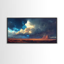 Southwest storm, desert lightning, panoramic art, framed canvas print, mountain painting, extra wide art, dramatic wall art