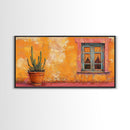 Mexican Window, Canvas Print, southwest wall art, warm color painting, extra wide painting, vibrant art, farmhouse art