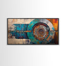 Industrial Vault, Steampunk Wall Art, Mechanical Wall Art, Extra Wide Art, Horizontal Wall Art, Framed Canvas Print, Living Room Art, Moody Art