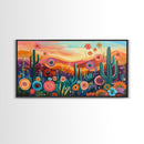Southwest Desert Art, Boho Art, Wildflower Painting, Pink Orange Wall Art, Colorful Wall Art, Above Bed Wall Art, Canvas Print
